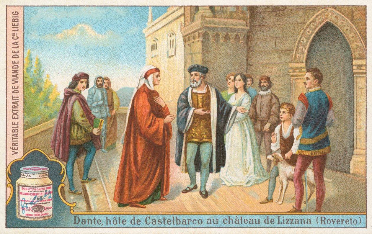 Dante, Liebig-kort, början av 1900-talet (chromo) av European School