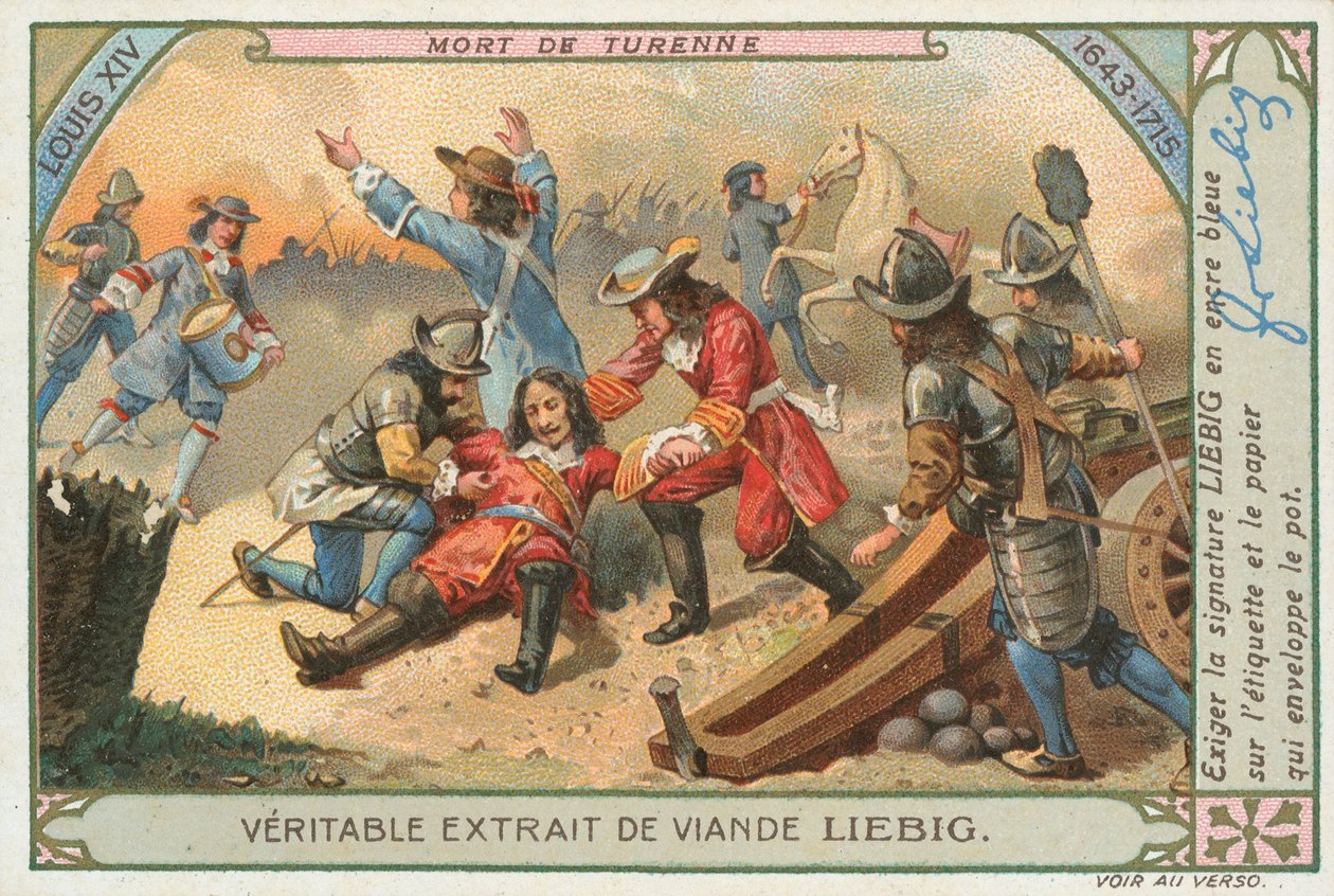 Turennes död, Liebigkort, början av 1900-talet (chromo) av European School