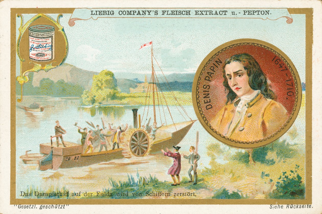 Denis Papin, Liebig-kort, början av 1900-talet (chromo) av European School