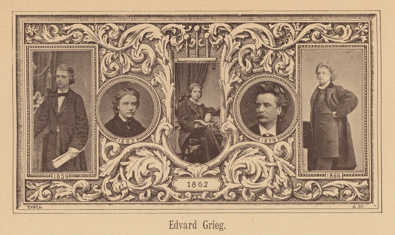 Edvard Grieg, norsk kompositör (gravyr) av European School