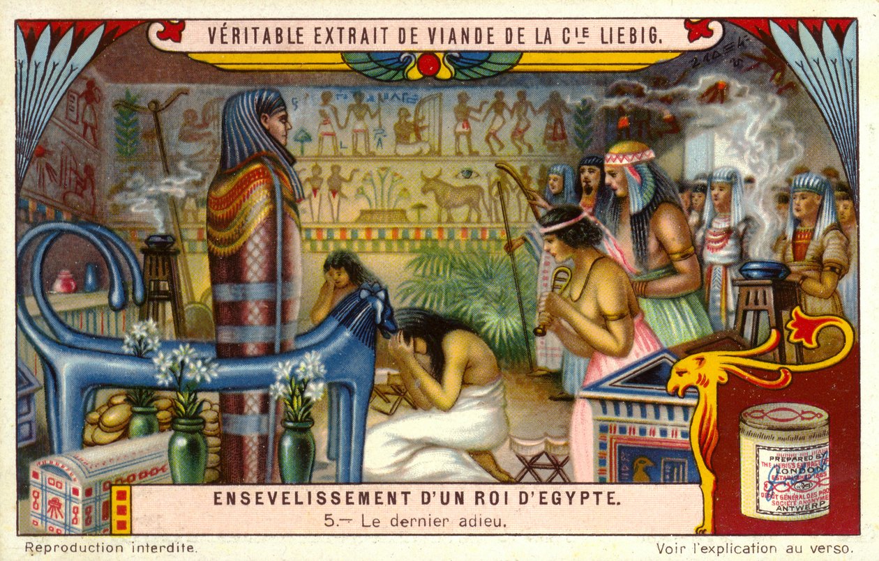 En död egyptisk farao tar ett sista farväl i sin grav (kromolit) av European School