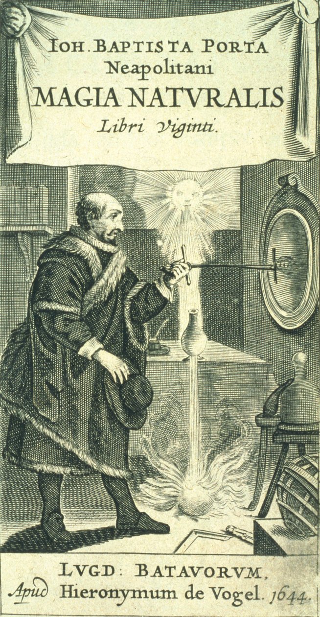 Frontispice till Magiae Naturalis Libri Viginti av Giovanni Battista della Porta, 1644 av European School