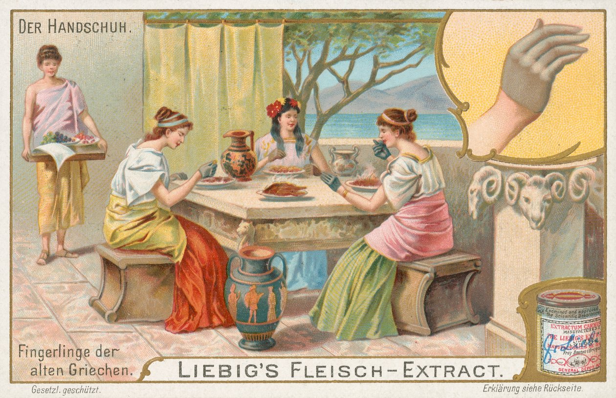 Handskar, Liebig-kort, tidigt 1900-tal (chromo) av European School