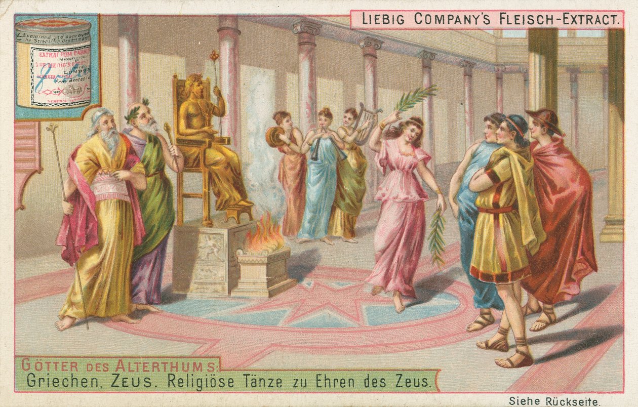 Grekland, Zeus, Liebigkort, tidigt 1900-tal (chromo) av European School