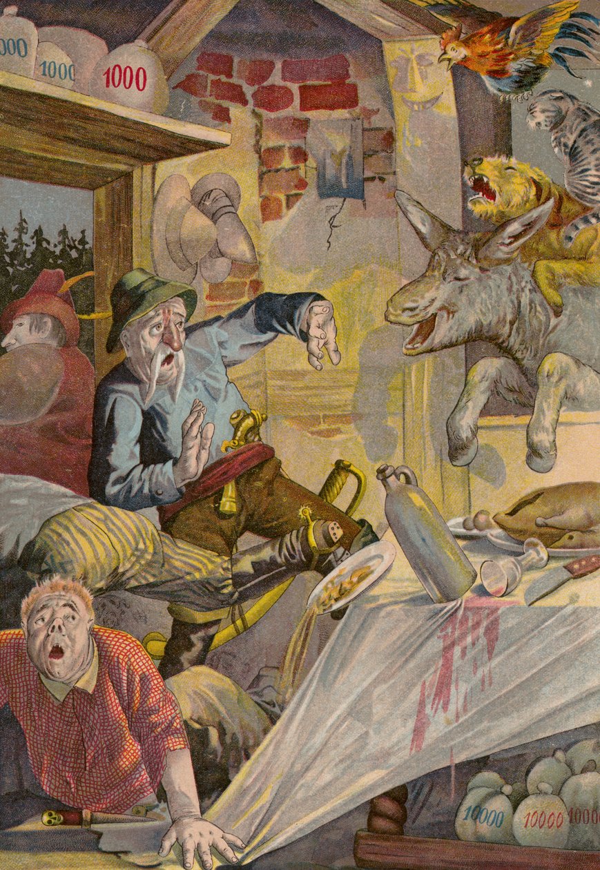 Grimms sagor: Musikerna från Bremen (chromolitho) av European School