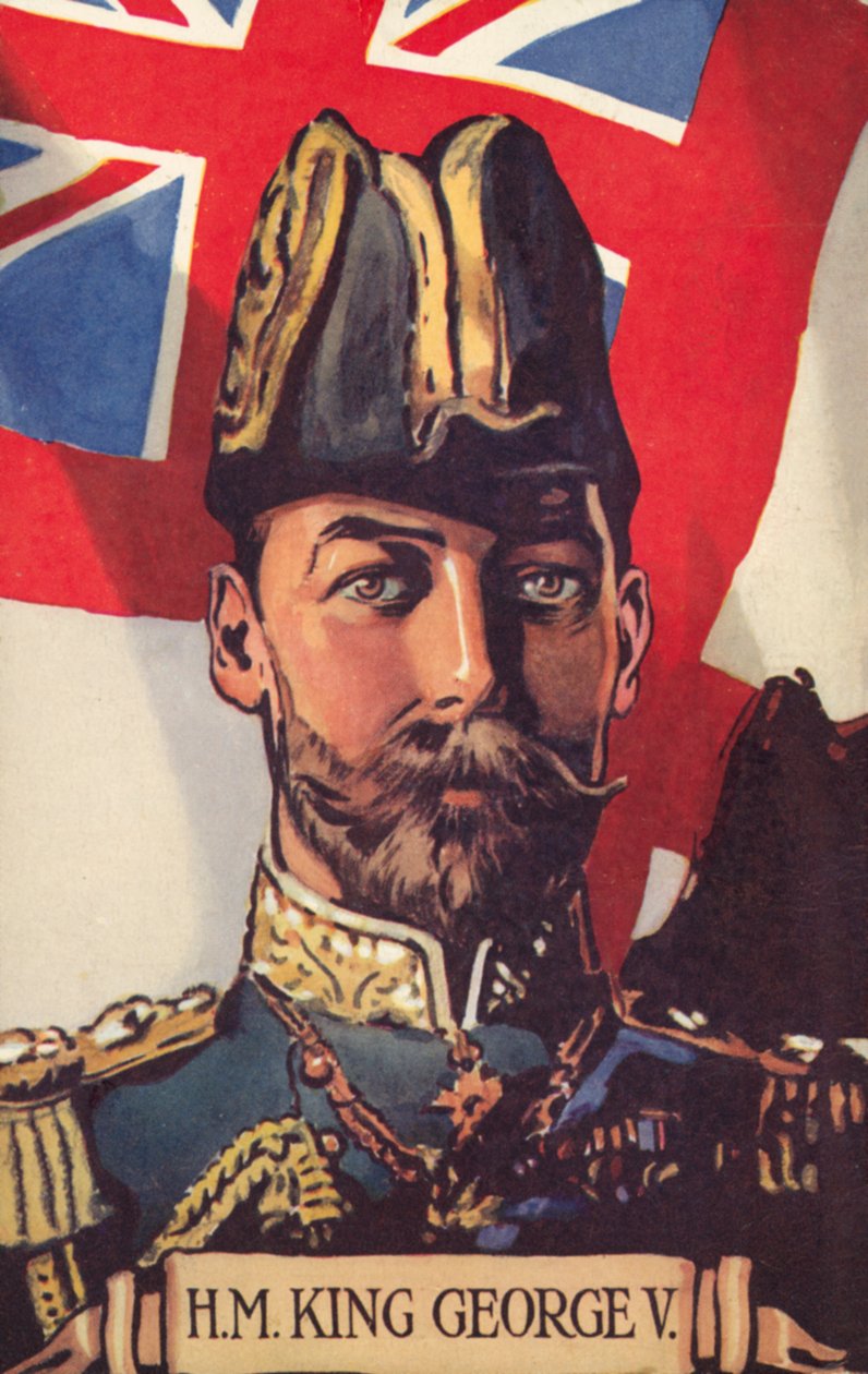 H.M. Kung George V (färglitografi) av European School