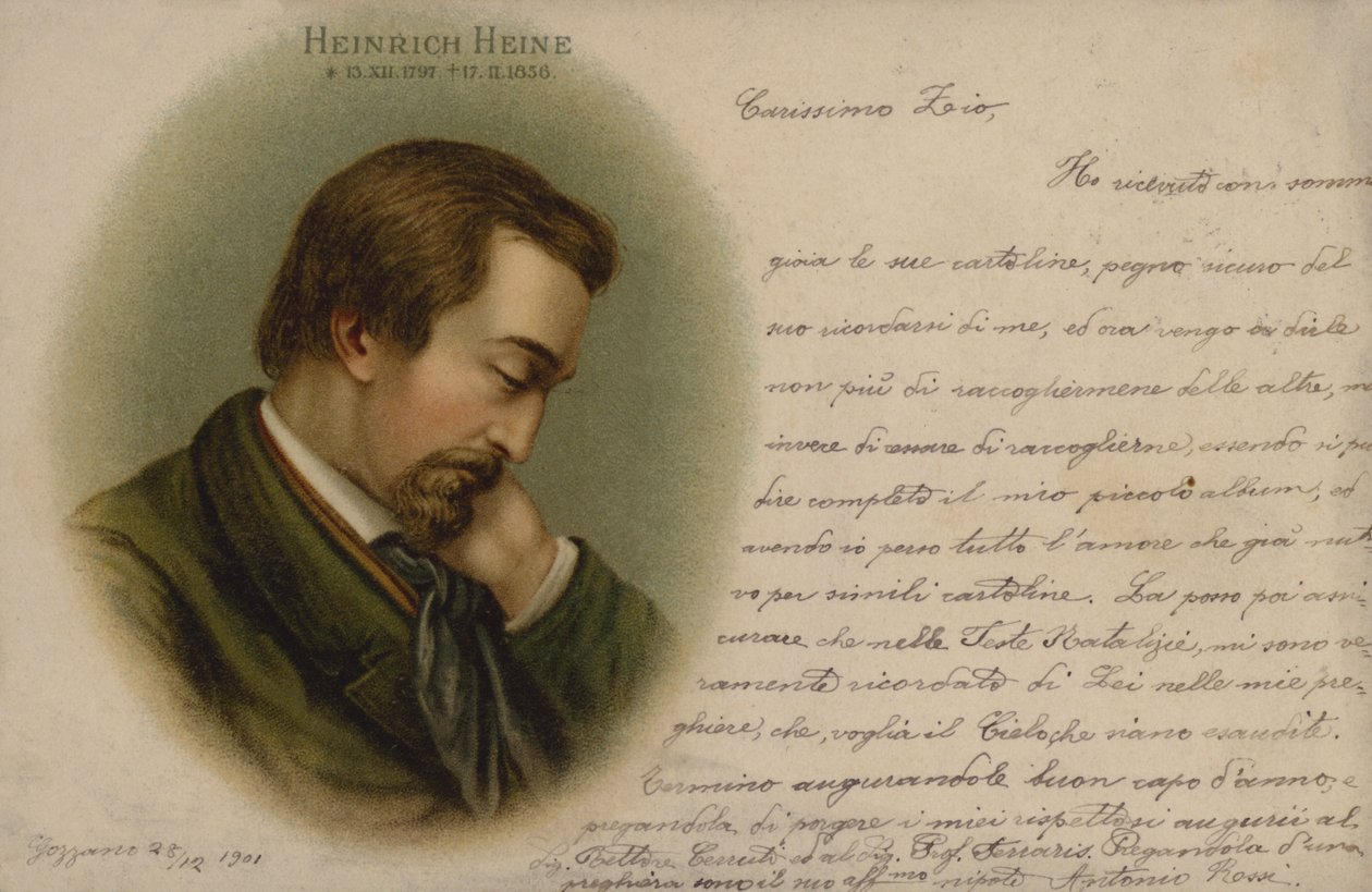 Heinrich Heine, tysk poet (chromolitho) av European School