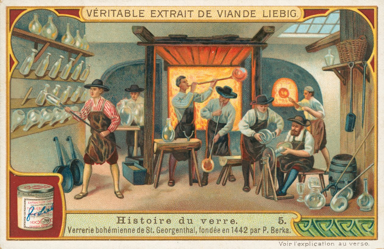 Glasets historia, Liebig-kort, början av 1900-talet (chromo) av European School
