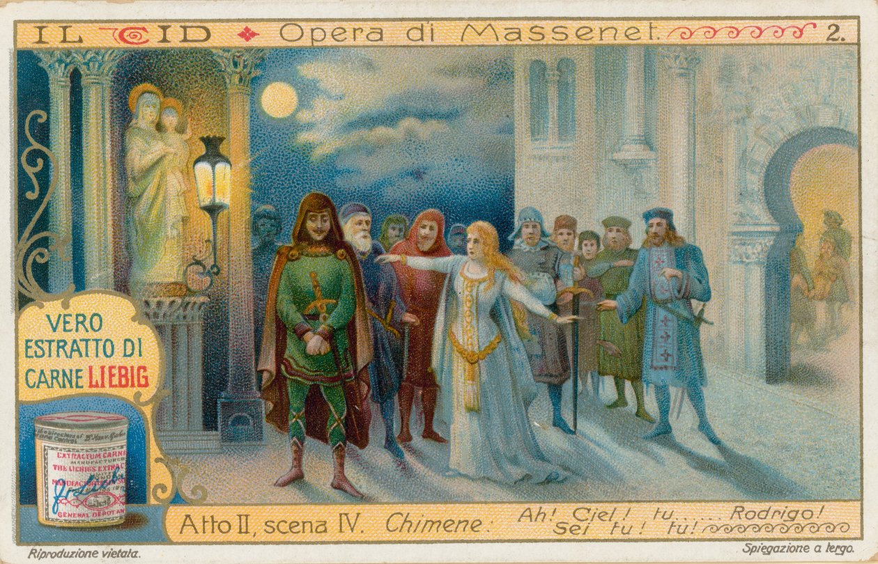 Le Cid av Massenet, Liebig-kort, tidigt 1900-tal (chromo) av European School