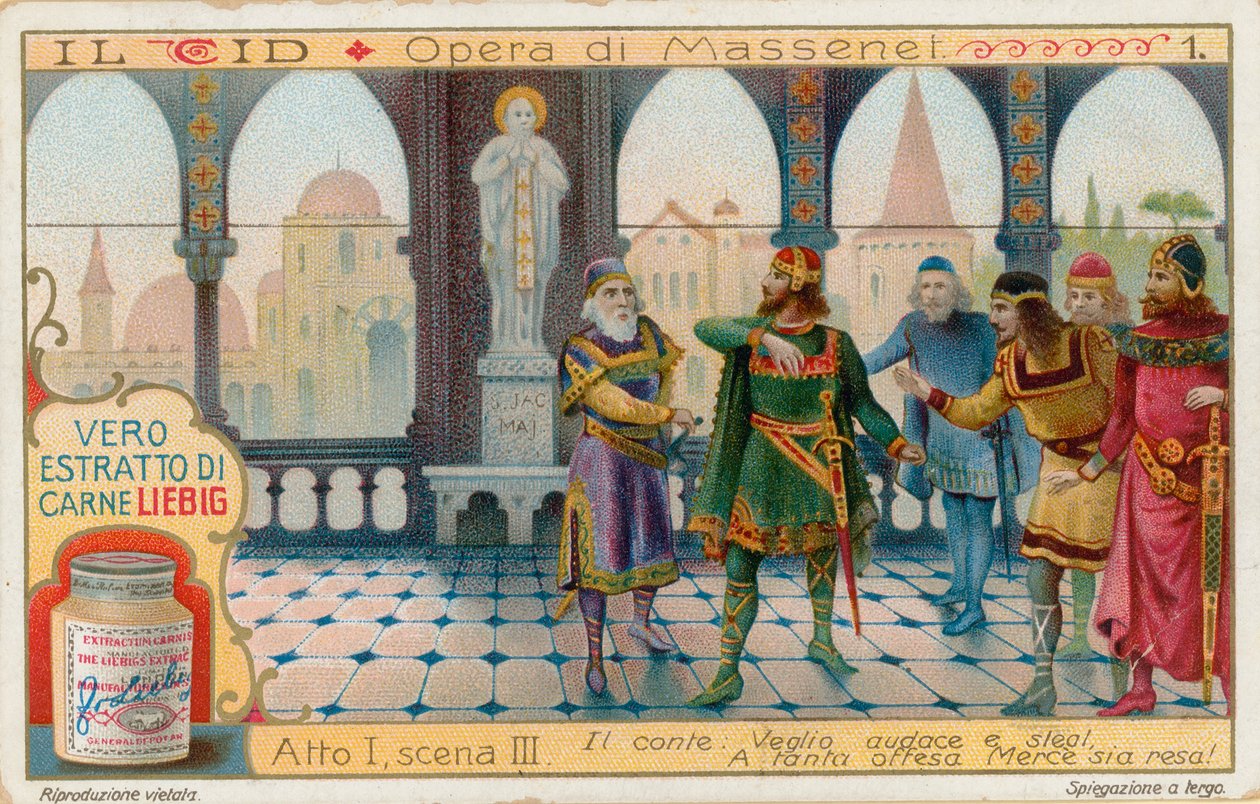 Le Cid av Massenet, Liebig-kort, tidigt 1900-tal (chromo) av European School