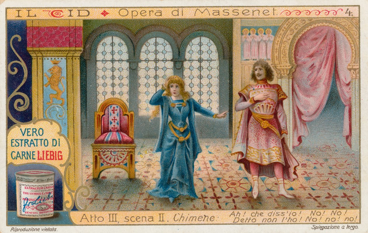 Le Cid av Massenet, Liebig-kort, tidigt 1900-tal (chromo) av European School