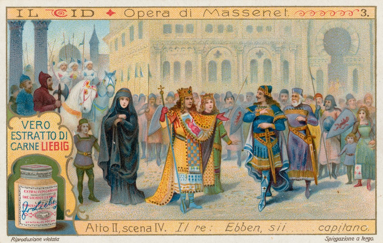 Le Cid av Massenet, Liebig-kort, tidigt 1900-tal (chromo) av European School
