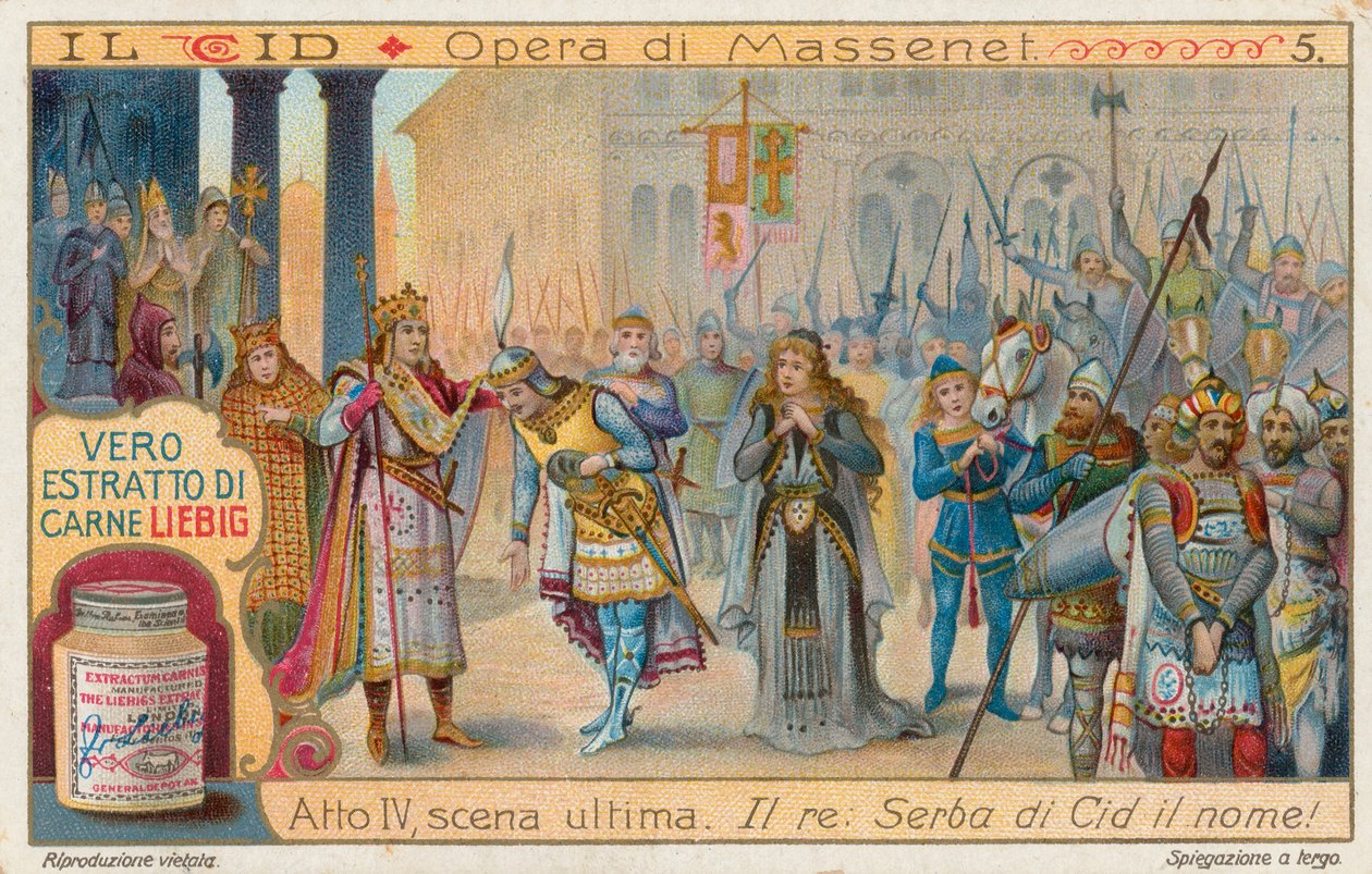 Le Cid av Massenet, Liebig-kort, tidigt 1900-tal (chromo) av European School