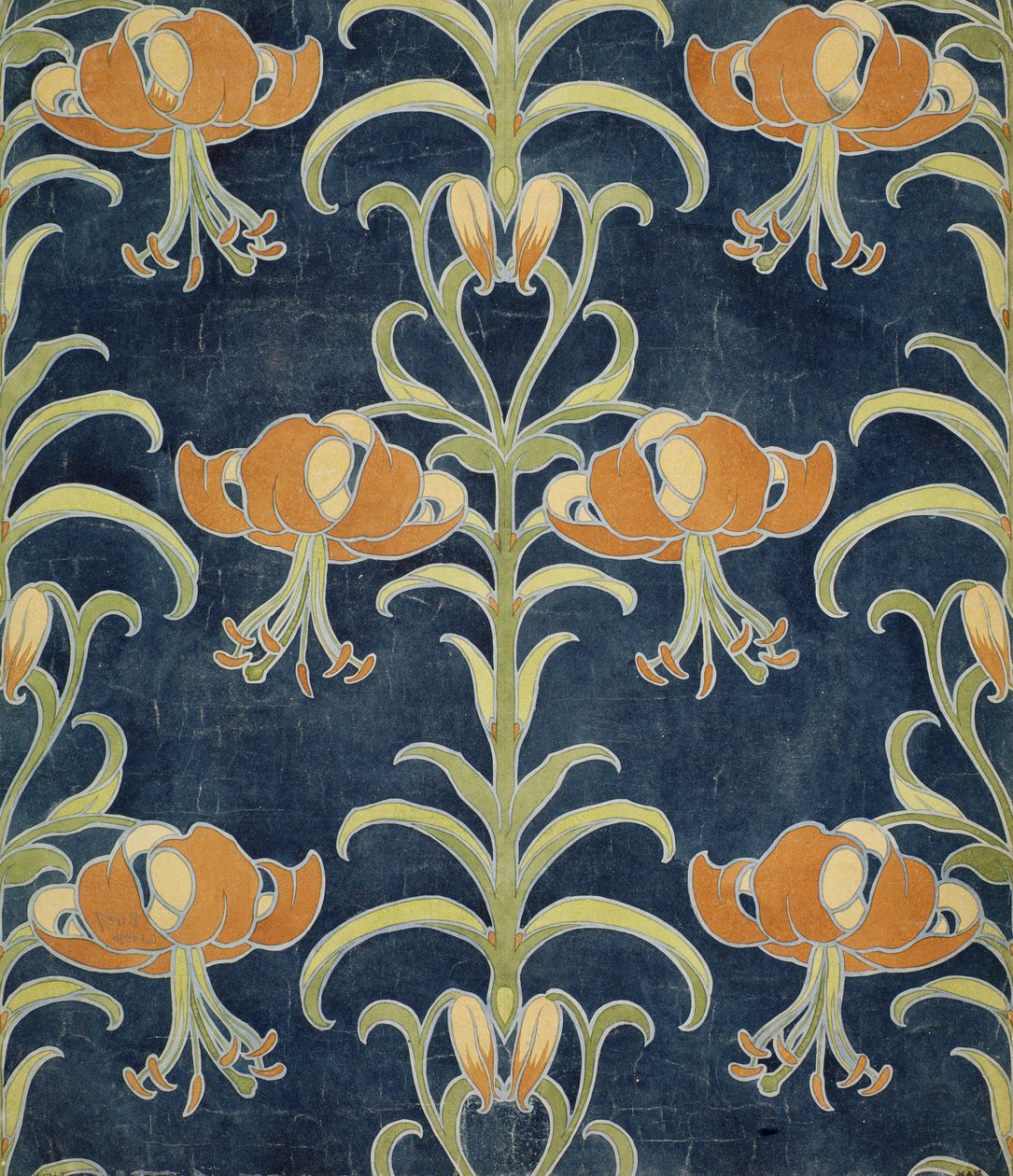 Liljedesign för tapeter eller textil, 1896 av European School