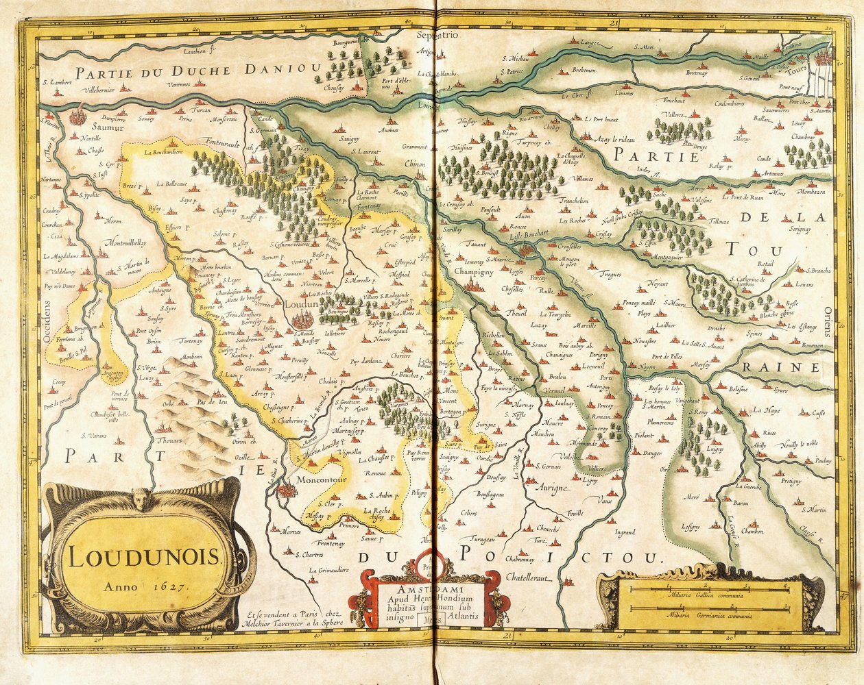 Karta över Loudunois 1627, 1631 av European School