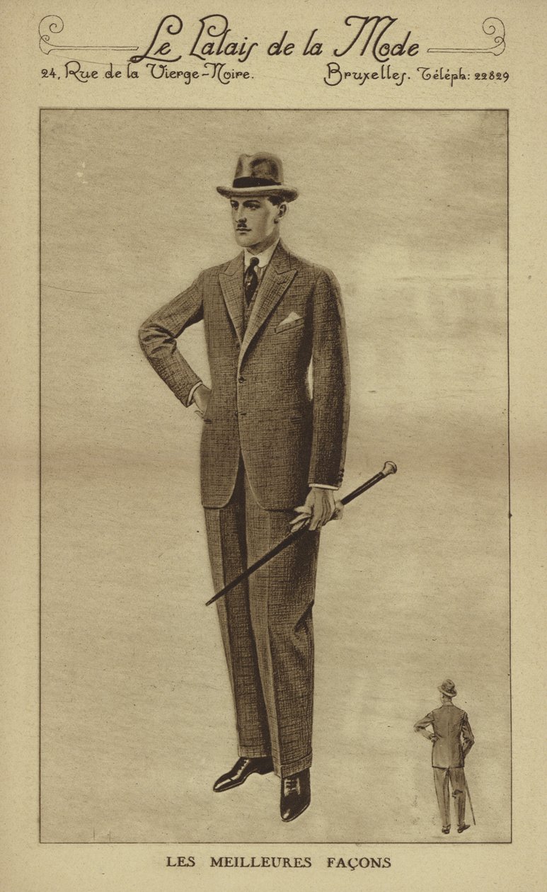 Herrmode cirka 1930-talet (litografi) av European School