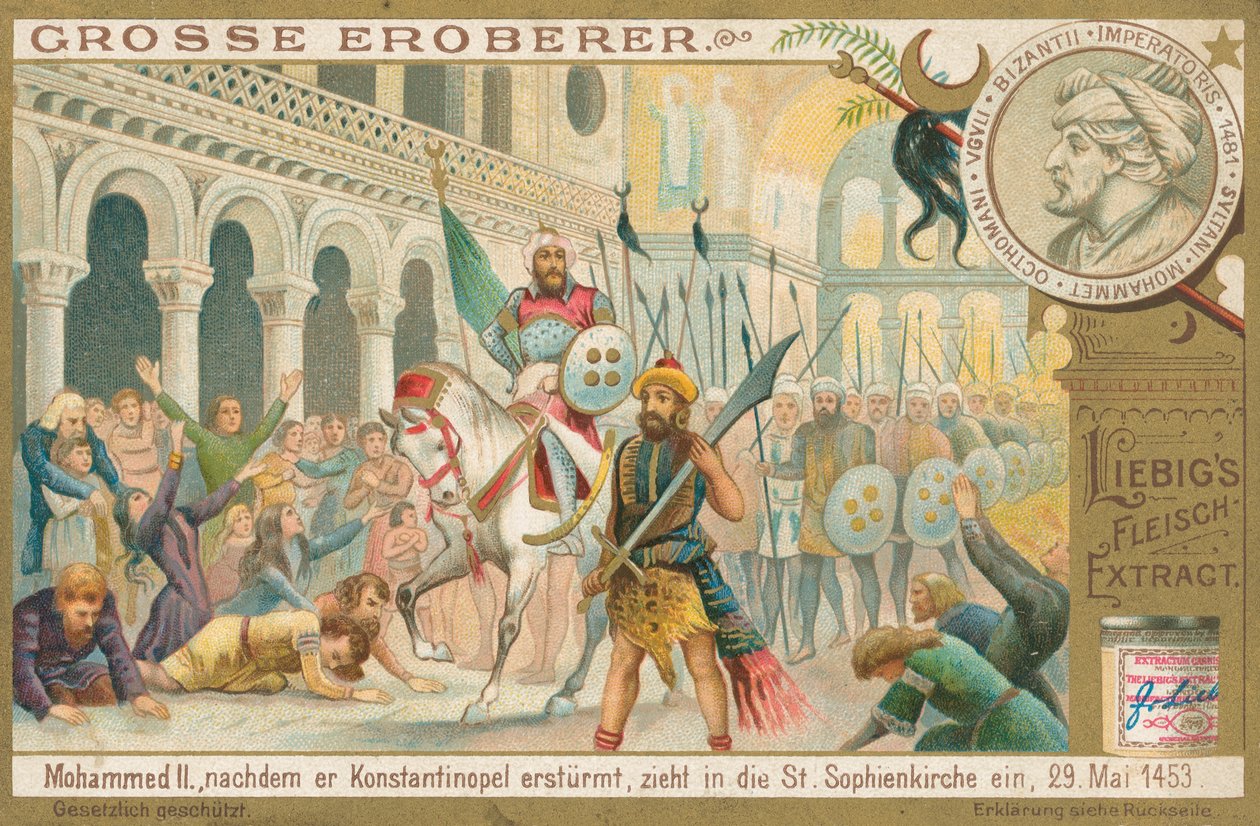 Mohammed II i Konstantinopel, Liebigkort, tidigt 1900-tal (chromo) av European School