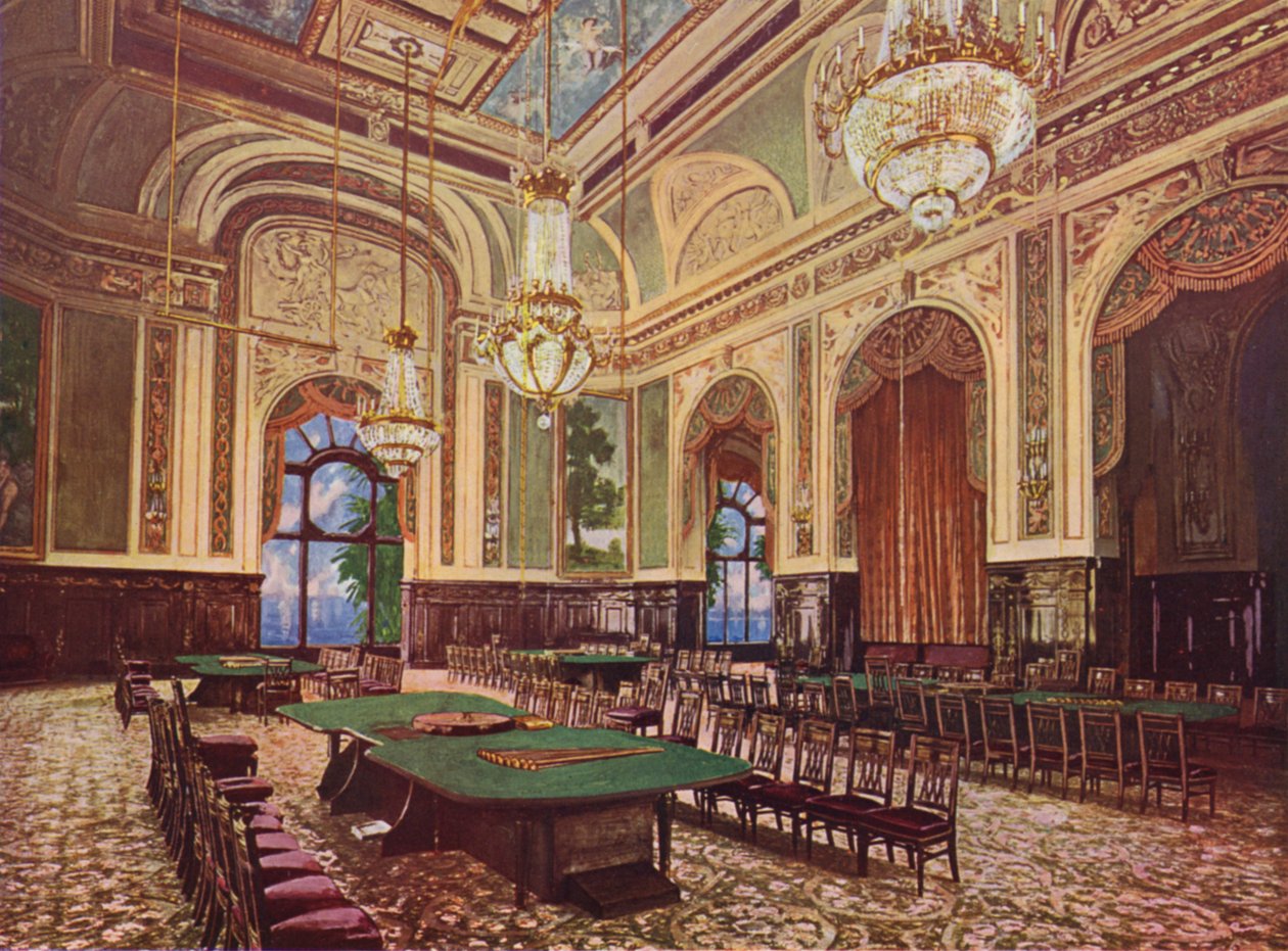 Monte-Carlo, La Nouvelle Salle (färglitografi) av European School