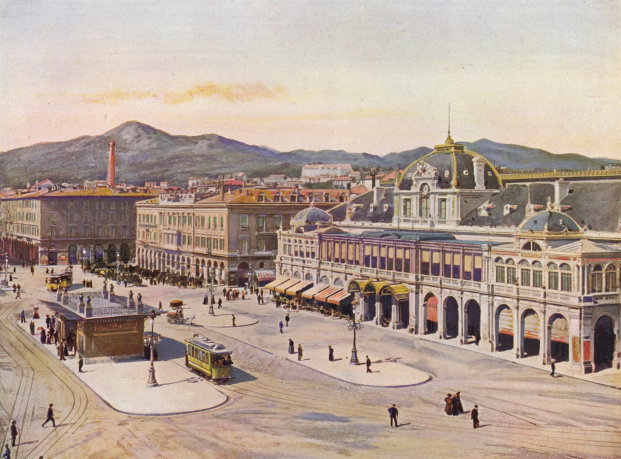 Nice, Place Massena (färglitografi) av European School