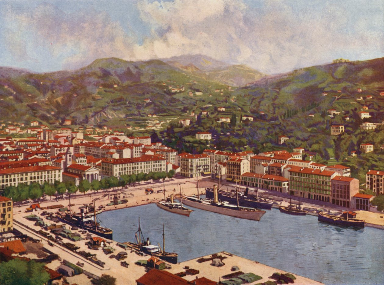Nice, Le Port (färglitografi) av European School
