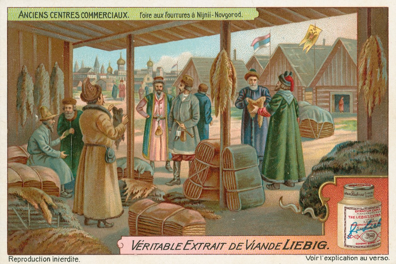 Nizjnij Novgorod, Ryssland, Liebigkort, början av 1900-talet (chromo) av European School