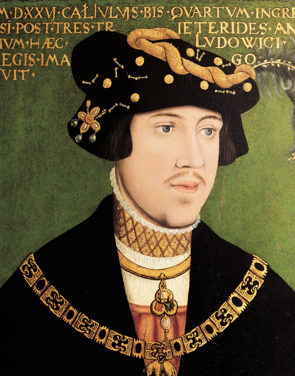 Porträtt av Ludvig II av Ungern, kung av Ungern, Böhmen och Kroatien (olja på panel) av European School