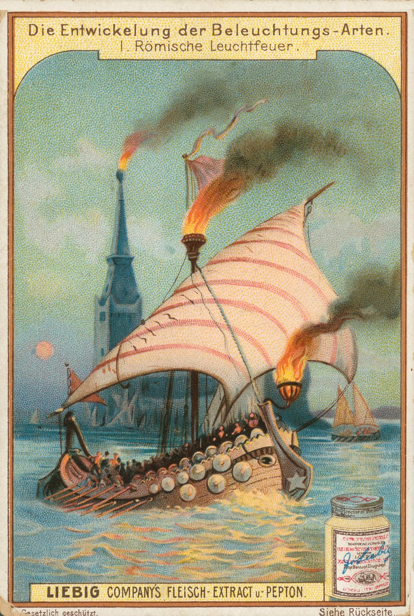 Romersk galeon, Liebig-kort, tidigt 1900-tal (chromo) av European School