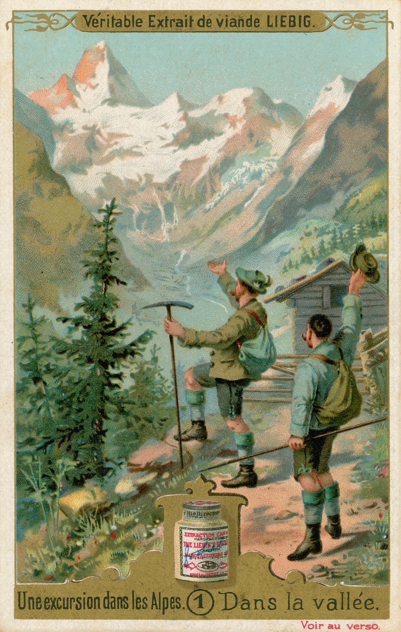 Scen från en utflykt i Alperna: i dalen (chromolitho) av European School