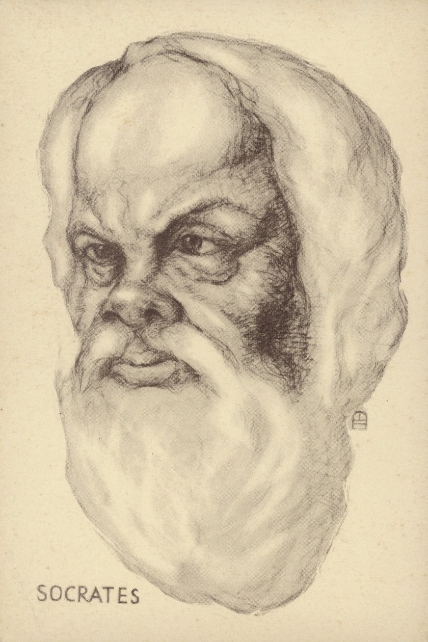Sokrates (ca 469 f.Kr.-399 f.Kr.), antik grekisk filosof (lito) av European School