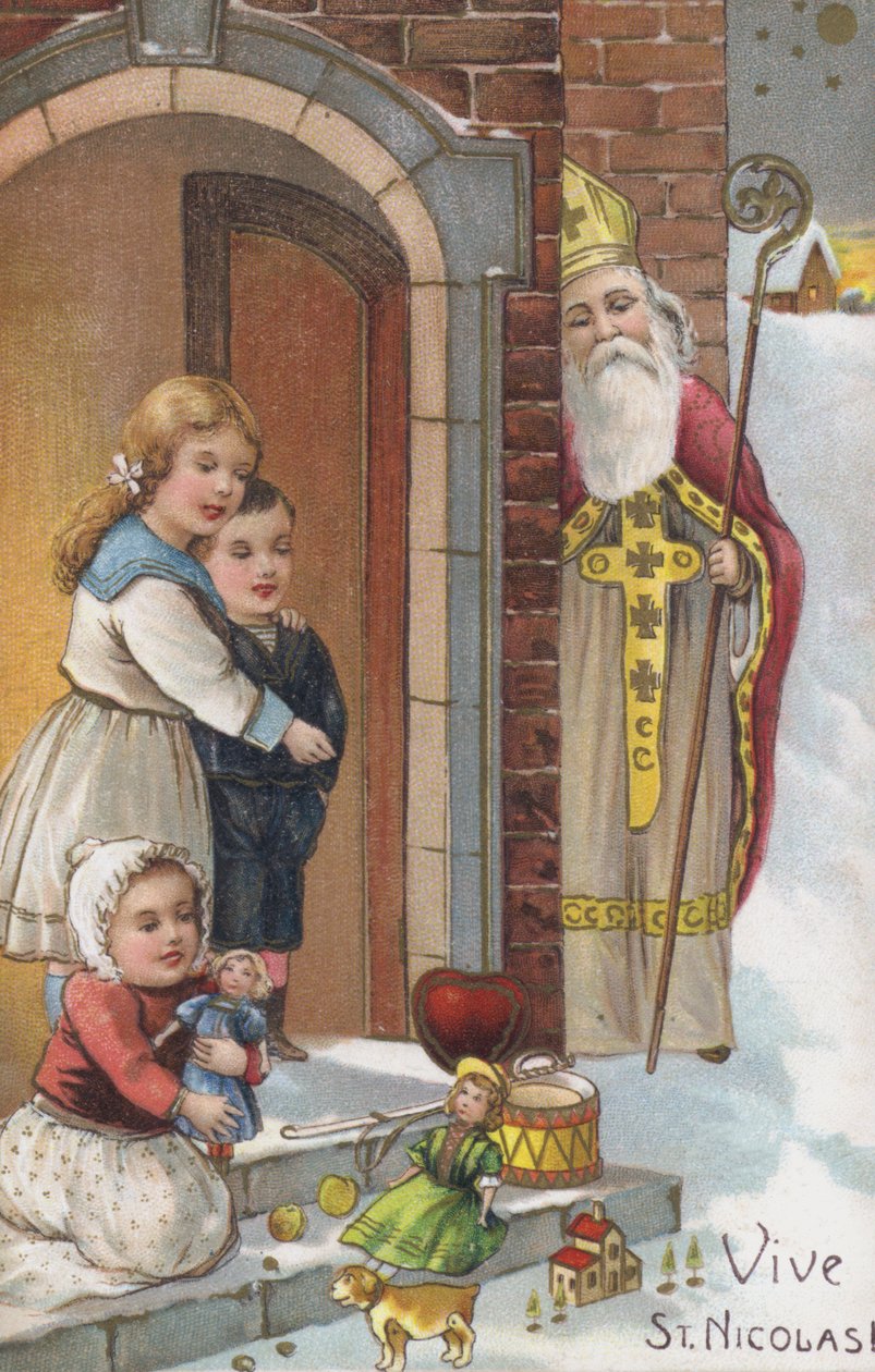 St Nicholas Day-kort (chromolitho) av European School