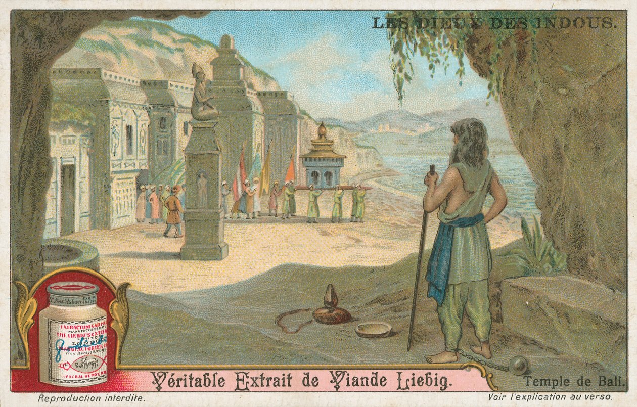Templet på Bali, Liebigkort, tidigt 1900-tal (chromo) av European School