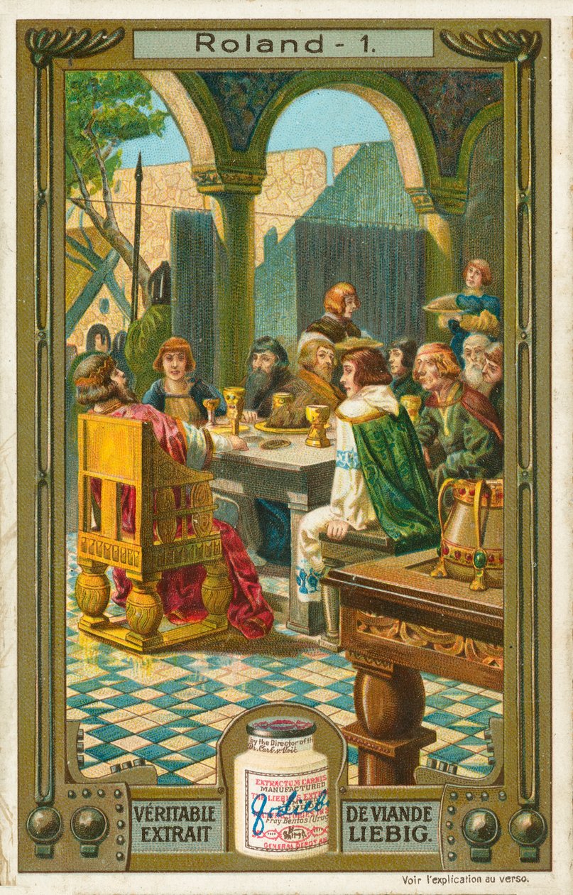 Berättelsen om Roland, Liebig-kort, tidigt 1900-tal (chromo) av European School