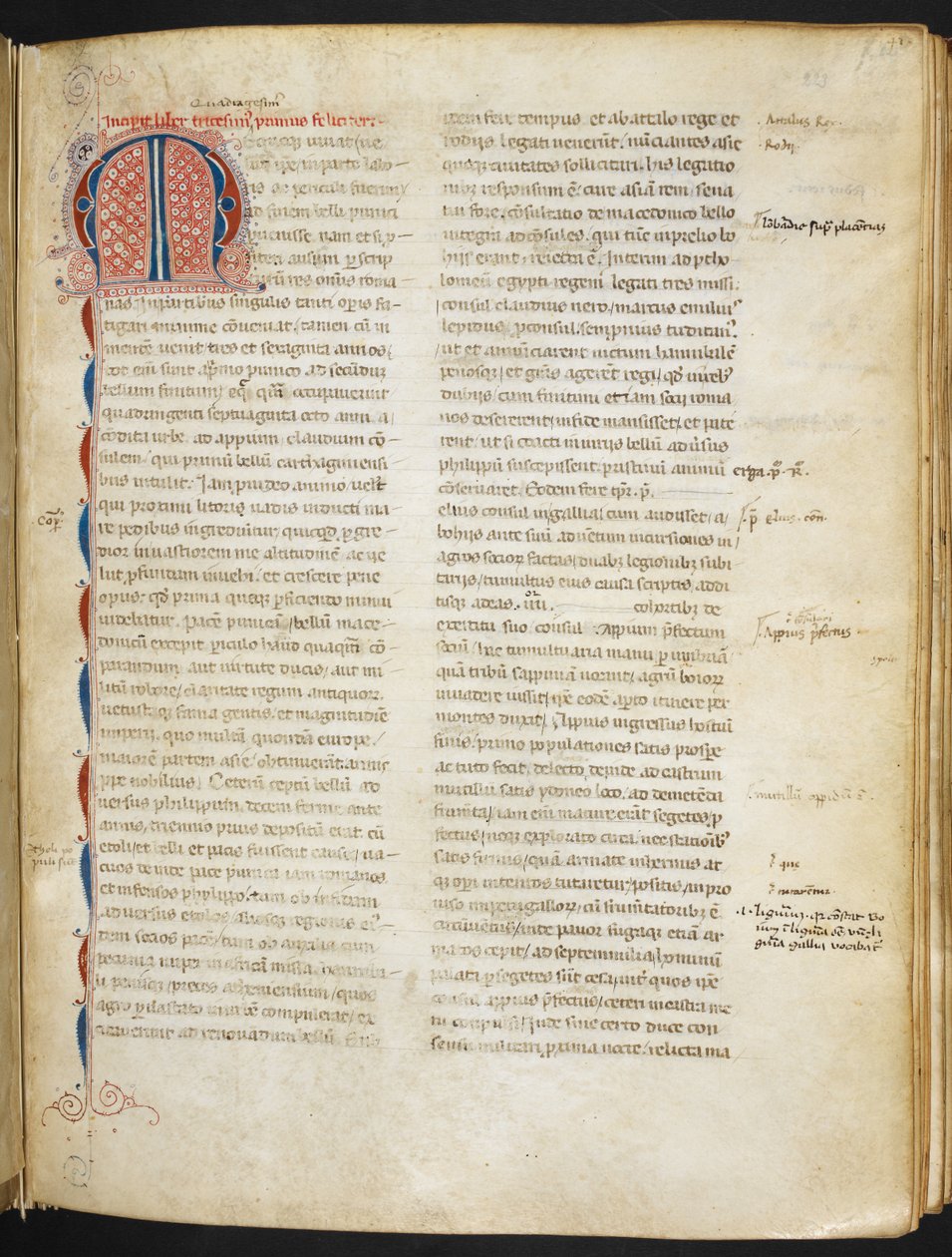 Titus Livius, Ab Urbe condita ("Codex Aginnensis"), f.223r, ca 1325-29 (pergamentkodex) av European School