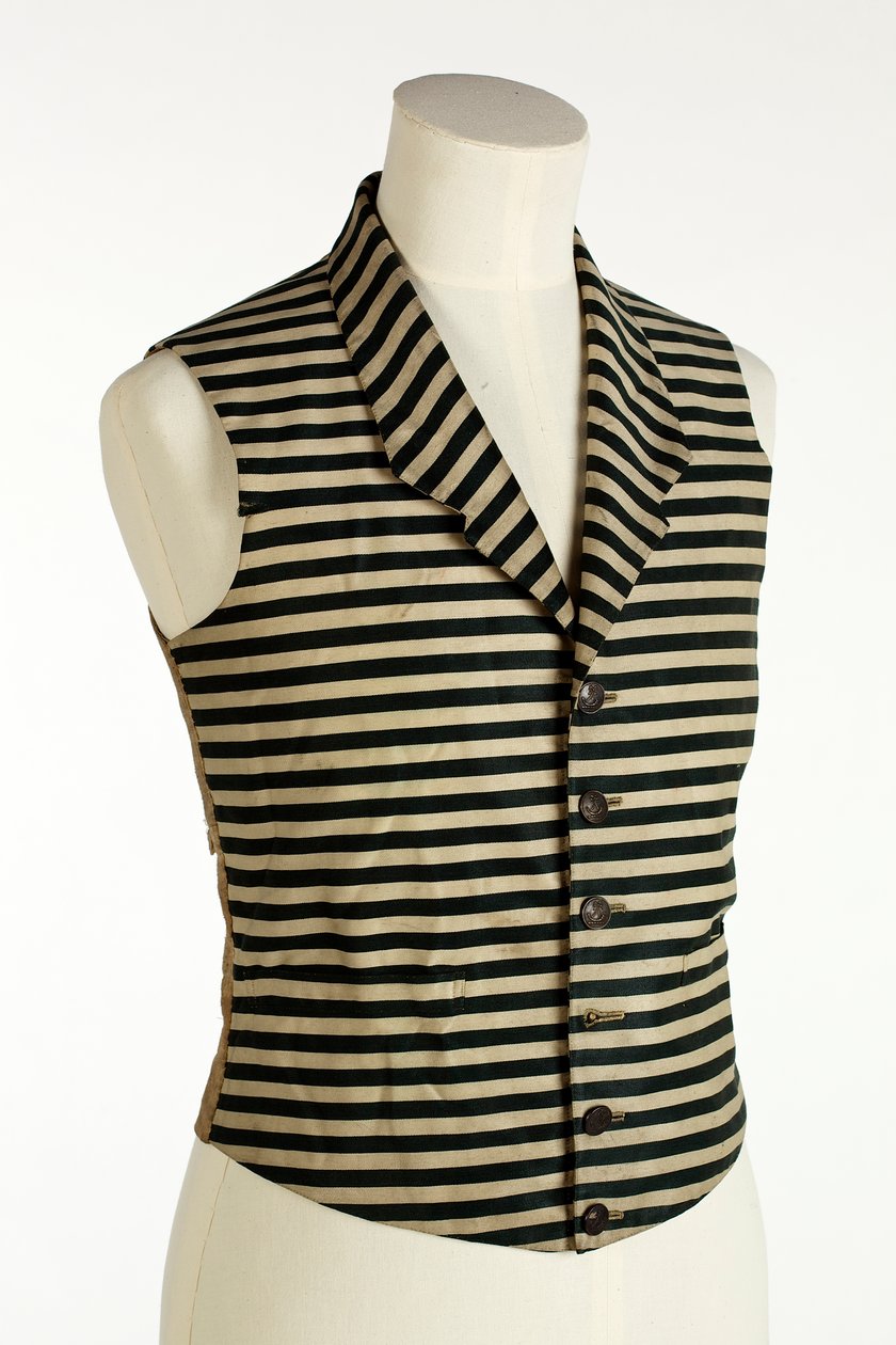 Väst med mörkgröna och vita horisontella ränder, ca 1800-50 (silke & ull) av European School