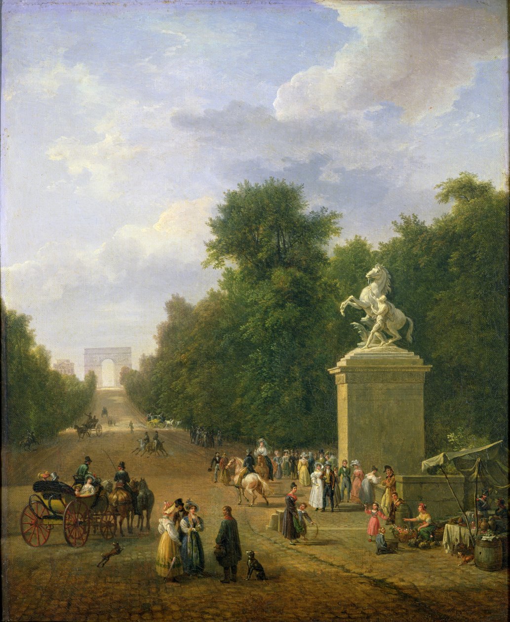 Ingången till Champs-Elysees 1830 av Eustache Francois Duval