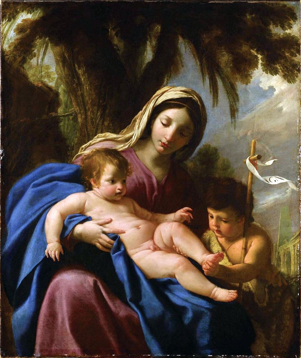  The Virgin and Child, with St John the Baptistn av Eustache Le Sueur