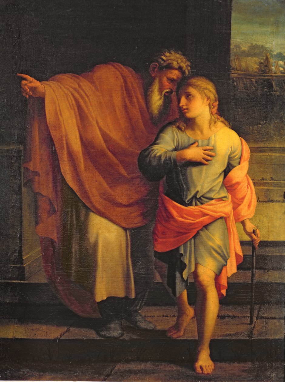 Jakob skickar sin Son, Josef, för att leta efter sina bröder i Sichem eller Tobias tar emot instruktioner från sina bröder av Eustache Le Sueur