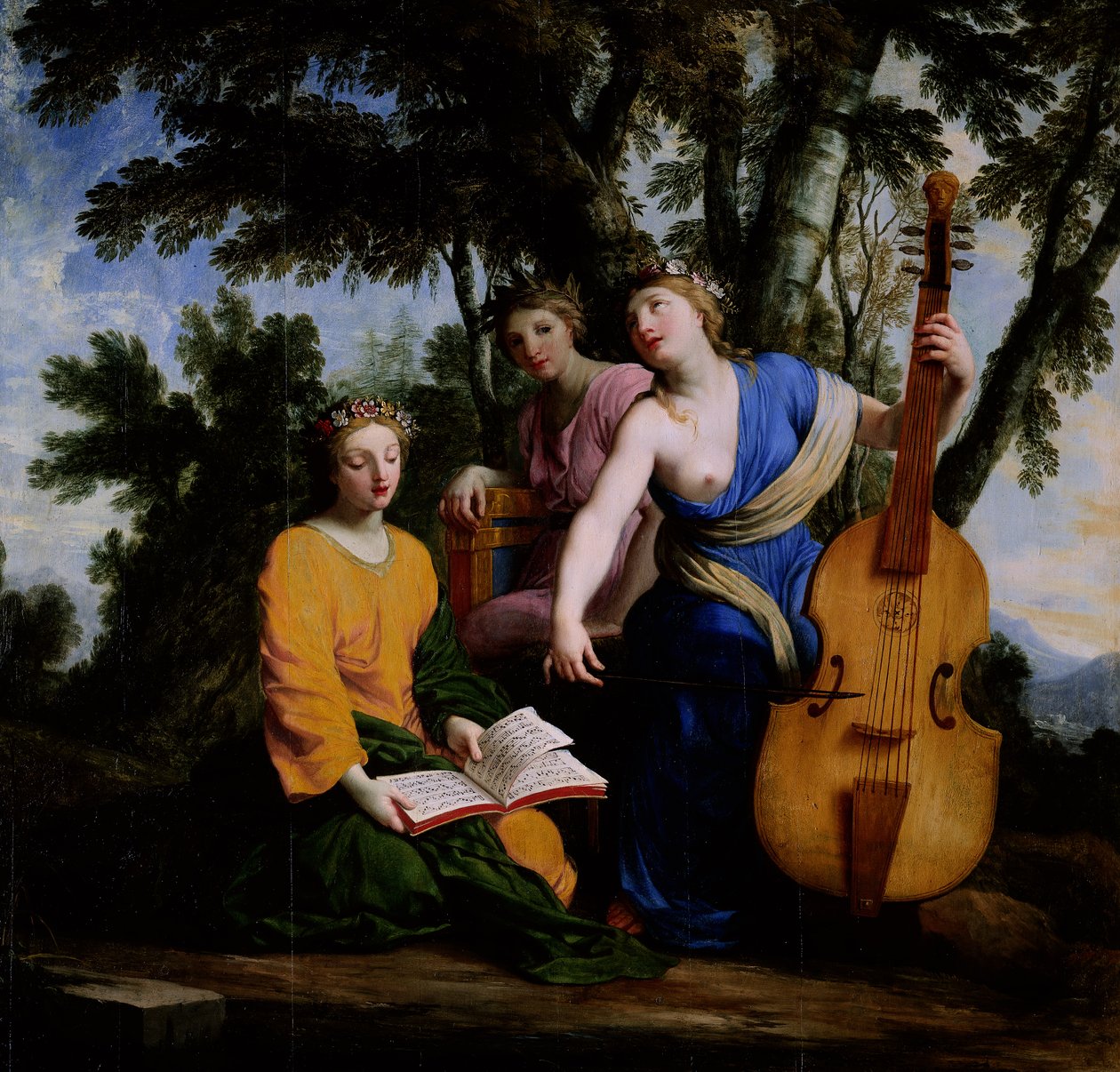 Muserna Melpomene, Erato och Polymnia, 1652-55 av Eustache Le Sueur