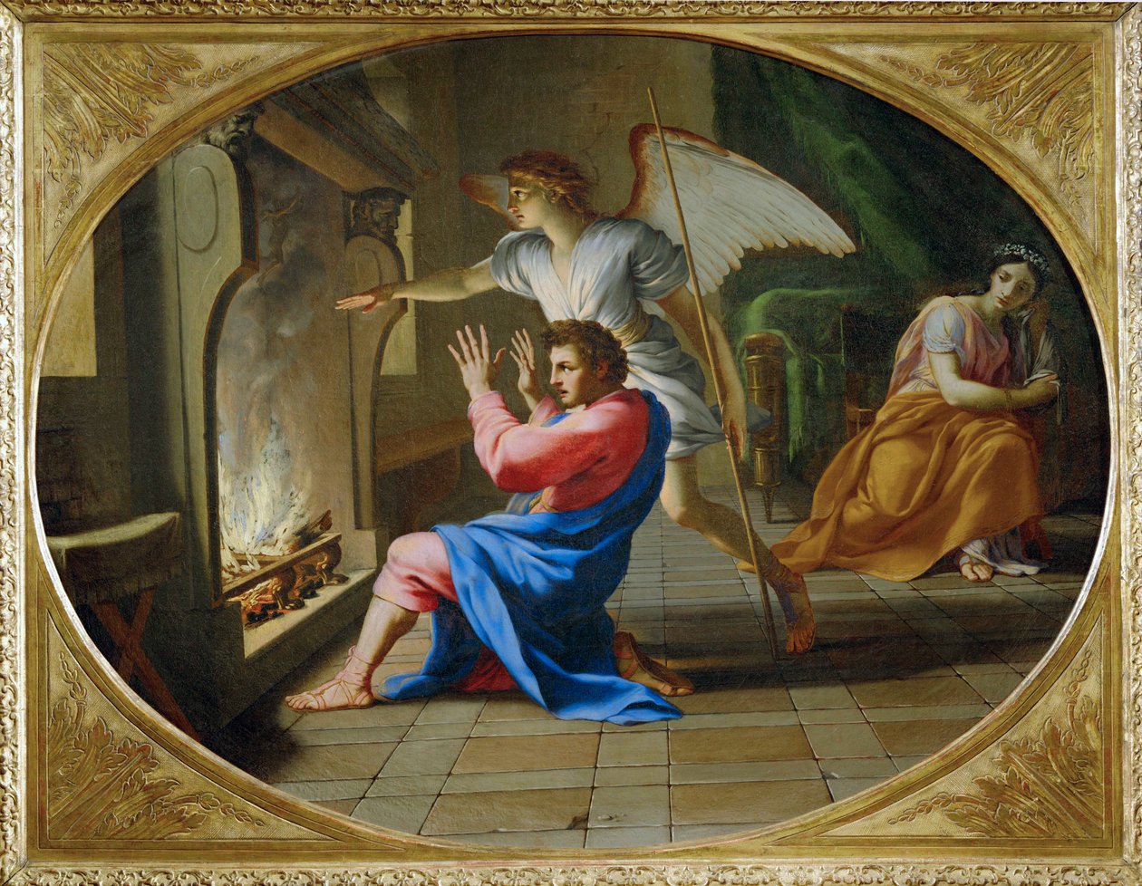 Tobias och Saras bröllopsnatt - bröllopsnatten ... av Eustache (studio of) Le Sueur
