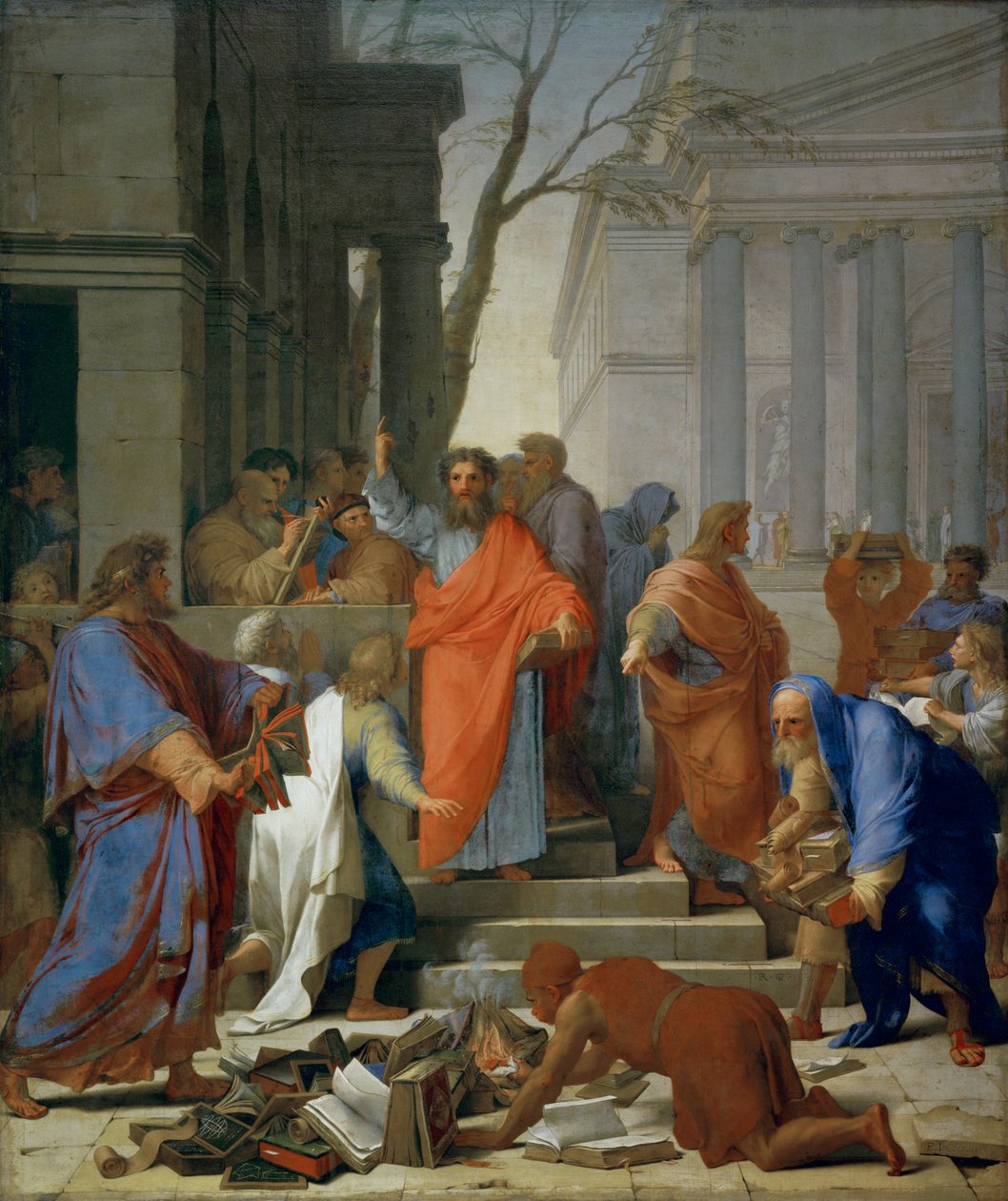 Sankt Paulus predikan i Efesos ... av Eustache (studio of) Le Sueur