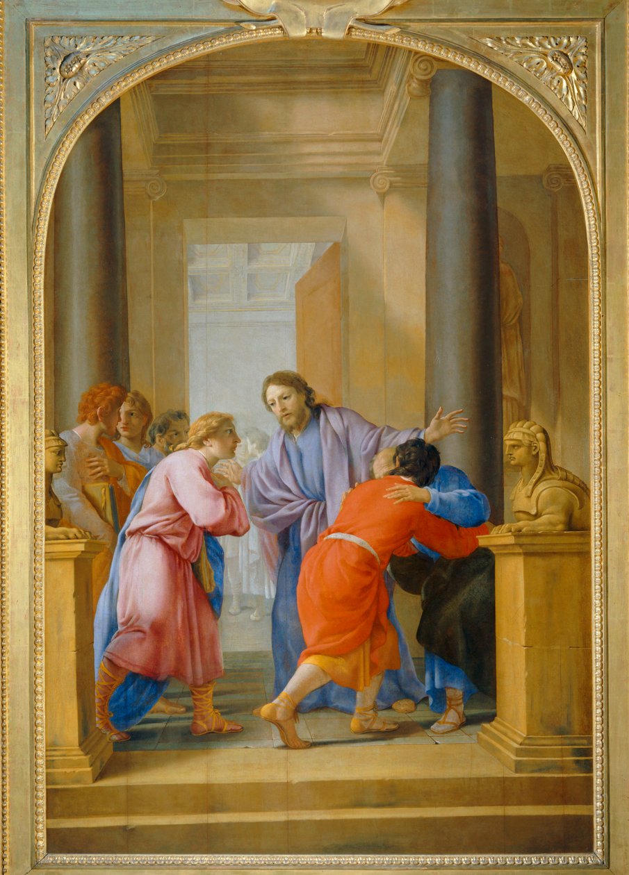 Saint Bruno engage ses disciples et ses amis à quitter le monde - Saint Bruno uppmanar sina lärjungar och sina vänner att överge världen ... av Eustache (studio of) Le Sueur