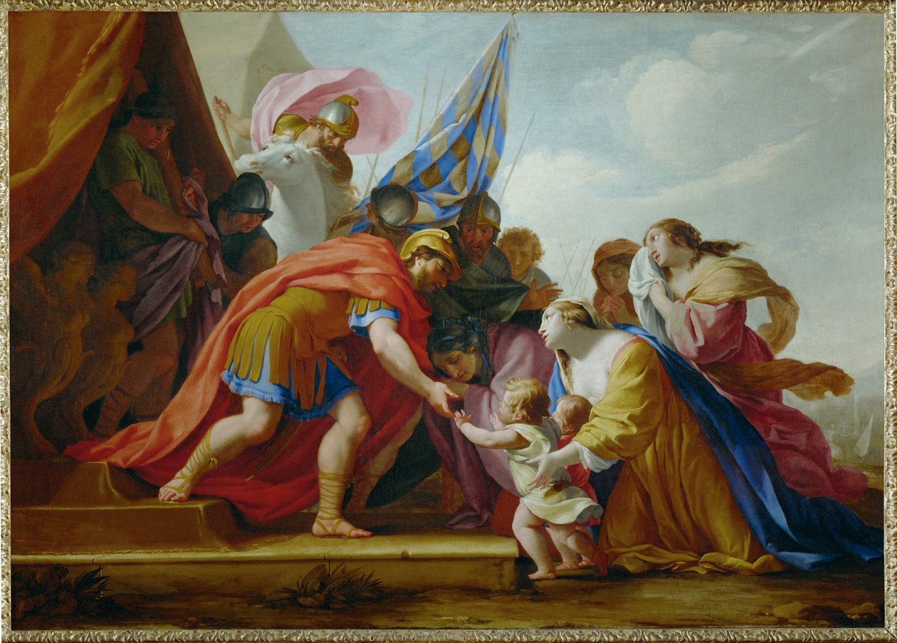 Volumnia och Verturia inför Coriolanus - Volumnia och Verturia... av Eustache (studio of) Le Sueur