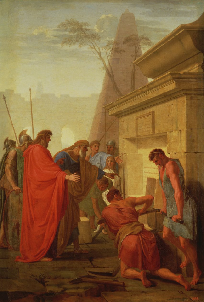 Darius Hystaspes öppnar Nitocris grav, ca 1649 av Eustache Le Sueur