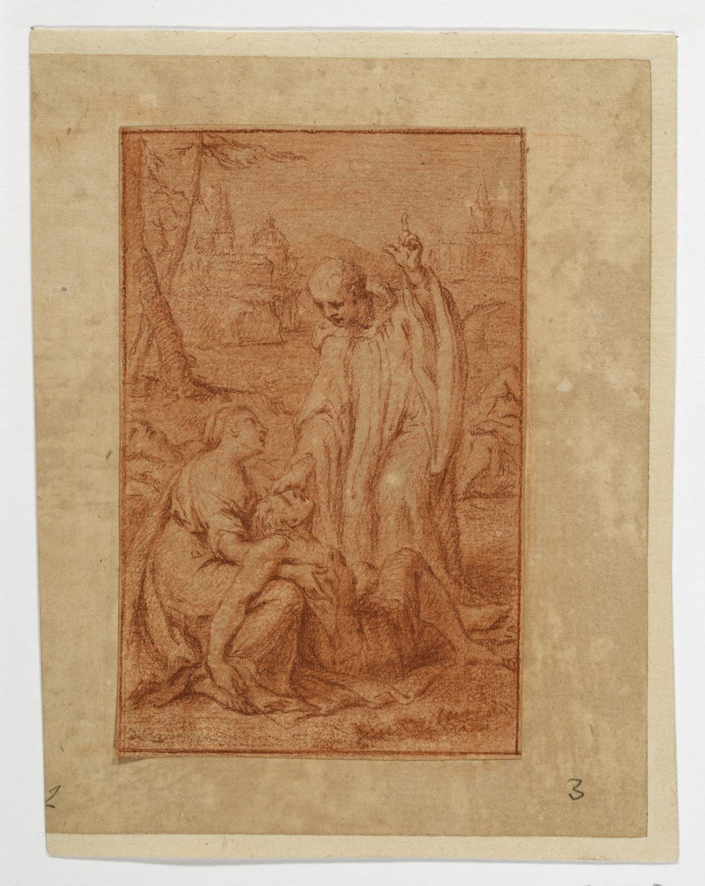 Ein Heiliger heilt einen Kranken oder erweckt einen Toten (?) av Eustache Le Sueur