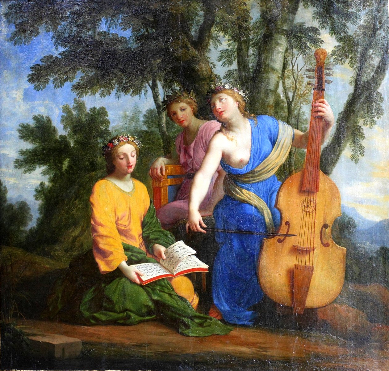 Franska: Melpomène, Érato et Polymnie Melpomene, Erato och Polyhymnia av Eustache Le Sueur