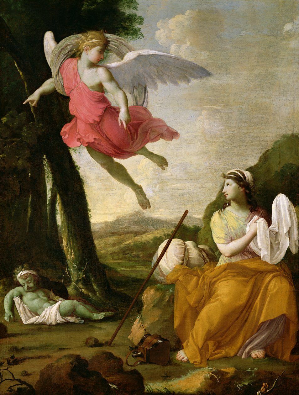 Hagar och Ismael räddas av ängeln, ca 1648 av Eustache Le Sueur