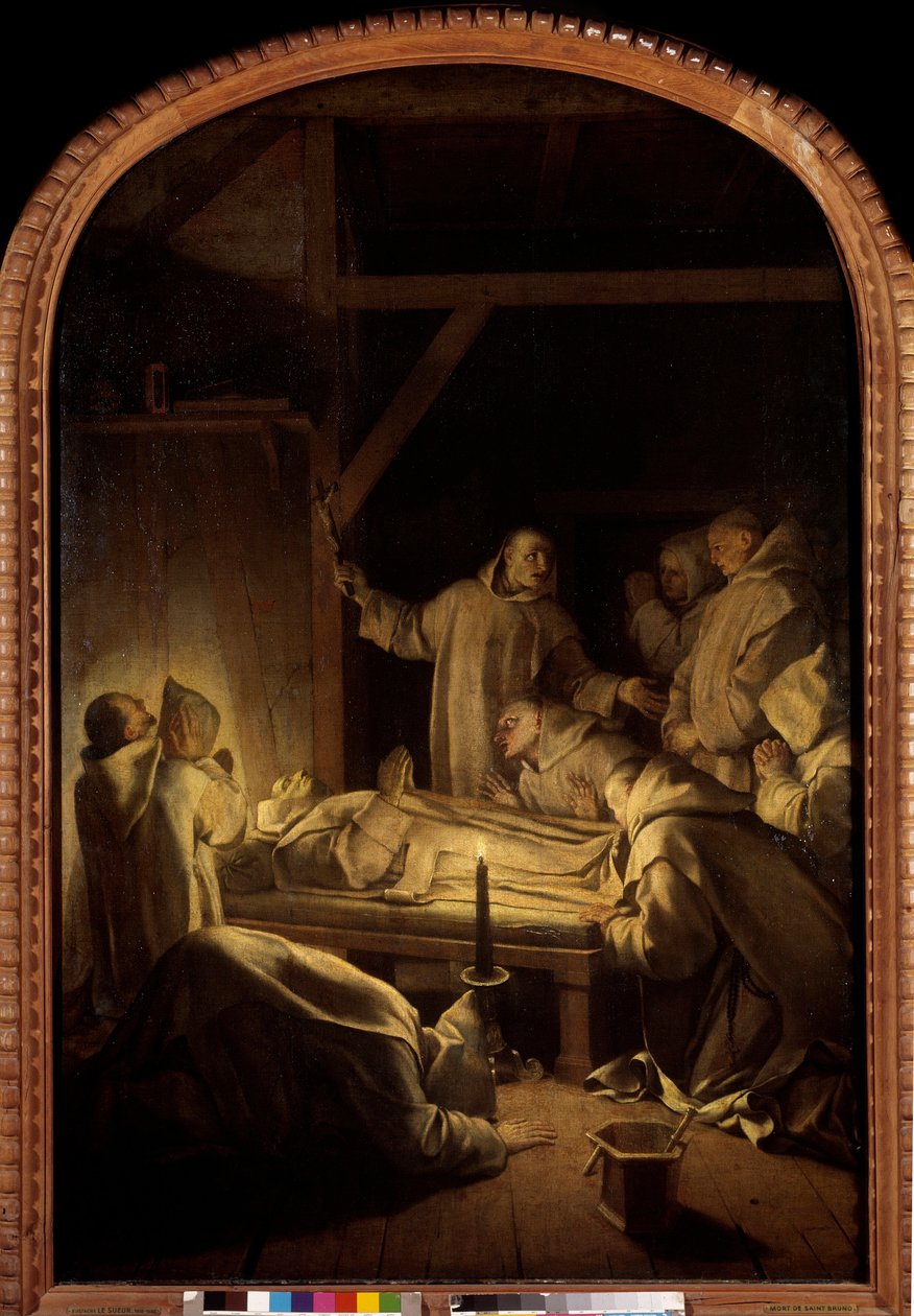 Saint Brunos liv: Saint Brunos död den 6/10/1101 av Eustache Le Sueur
