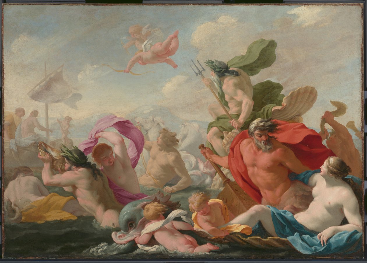 Meeresgötter huldigen der Liebe av Eustache Le Sueur