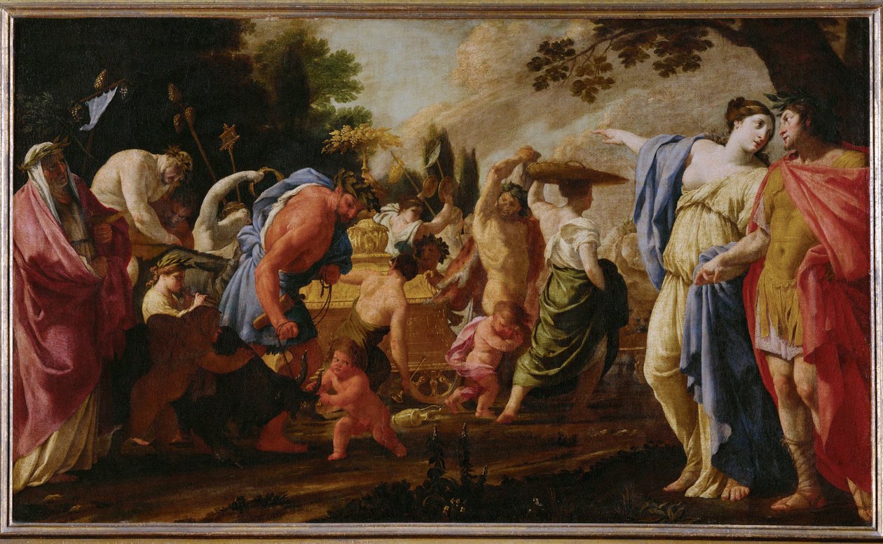 Poliphile assiste au triomphe de Bacchus - Poliphilo tittar på Bacchus triumf ... (målning på duk) av Eustache Le Sueur