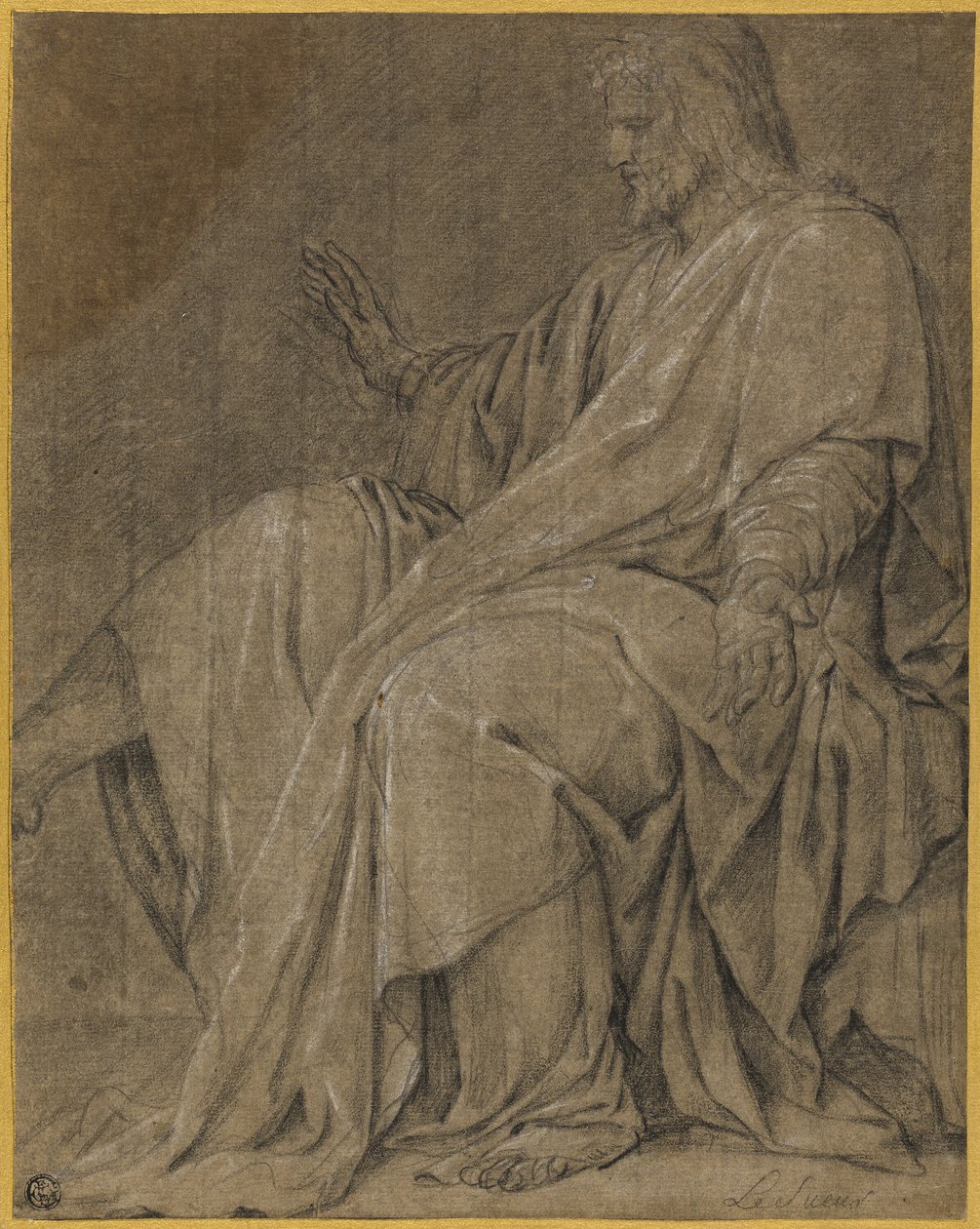 Studie för Saint Louis Healing the Sick av Eustache Le Sueur